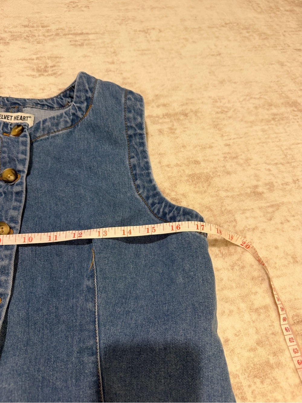 Velvet Heart Denim Medium Wash Button Front Denim Vest Women’s Large - Picture 5 of 6